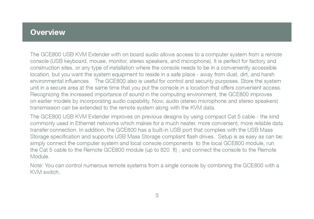 IOGear GCE800W6 manual Overview 