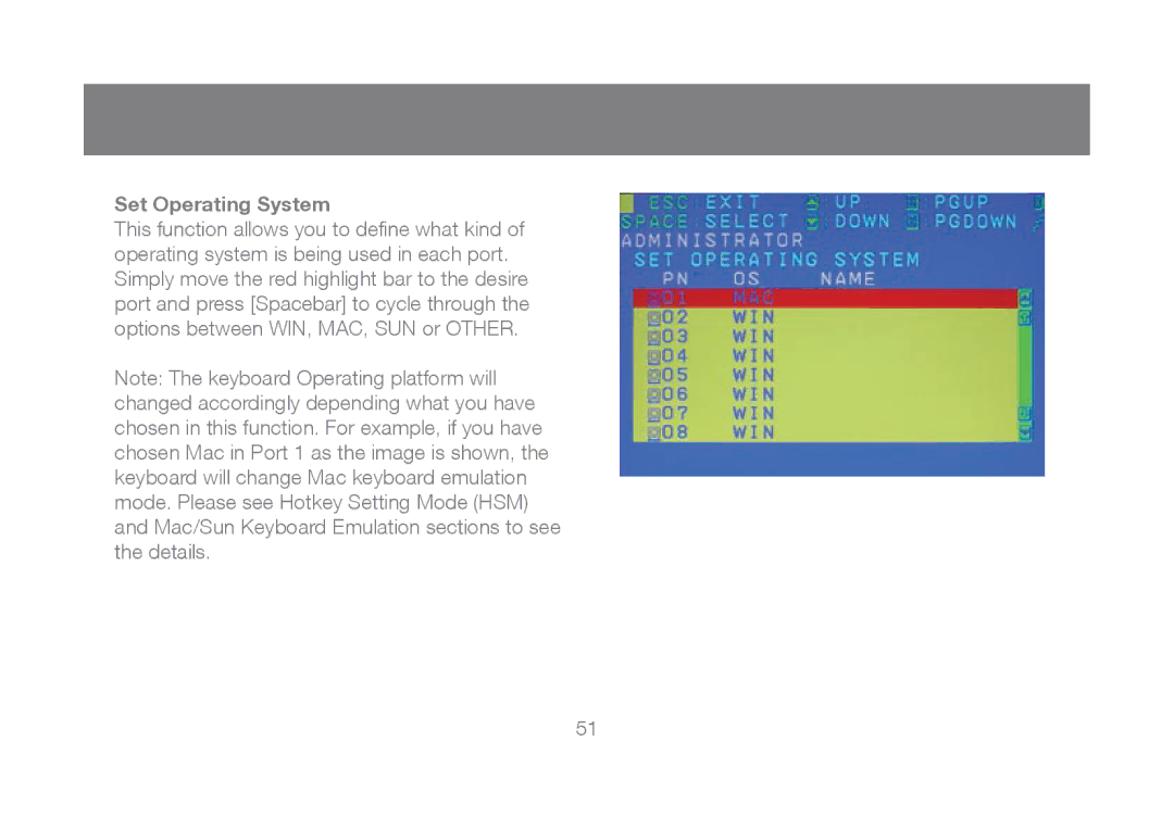 IOGear GCL1808, GCL1816 manual Set Operating System 