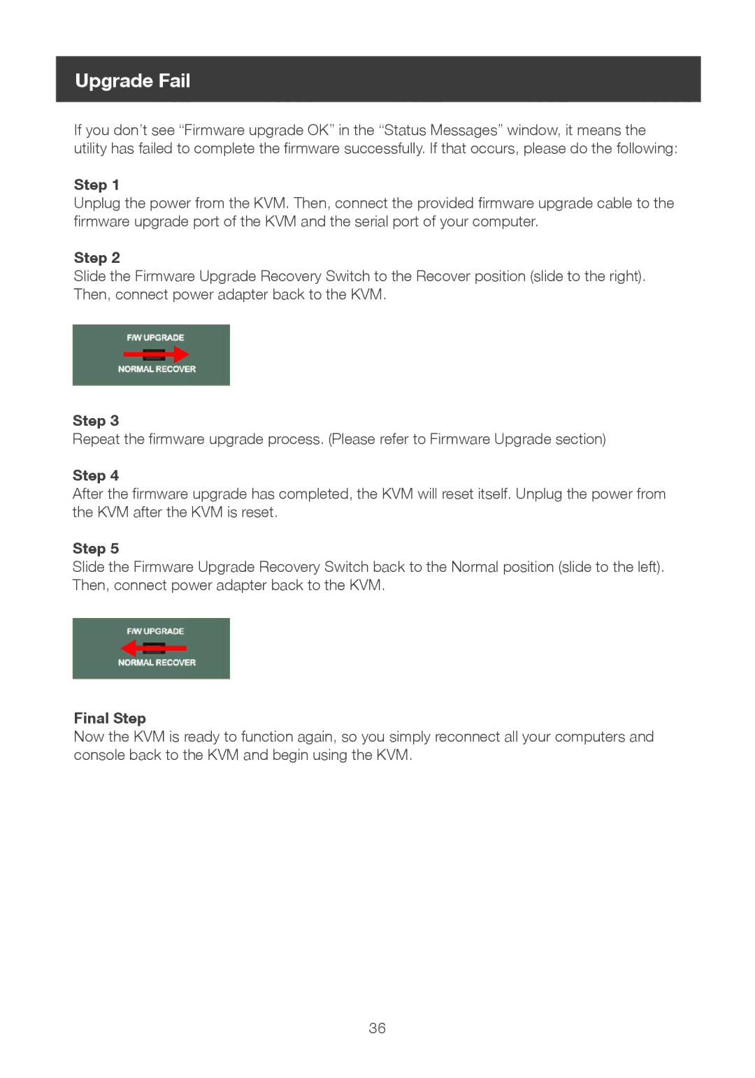 IOGear GCS1108 user manual Upgrade Fail 