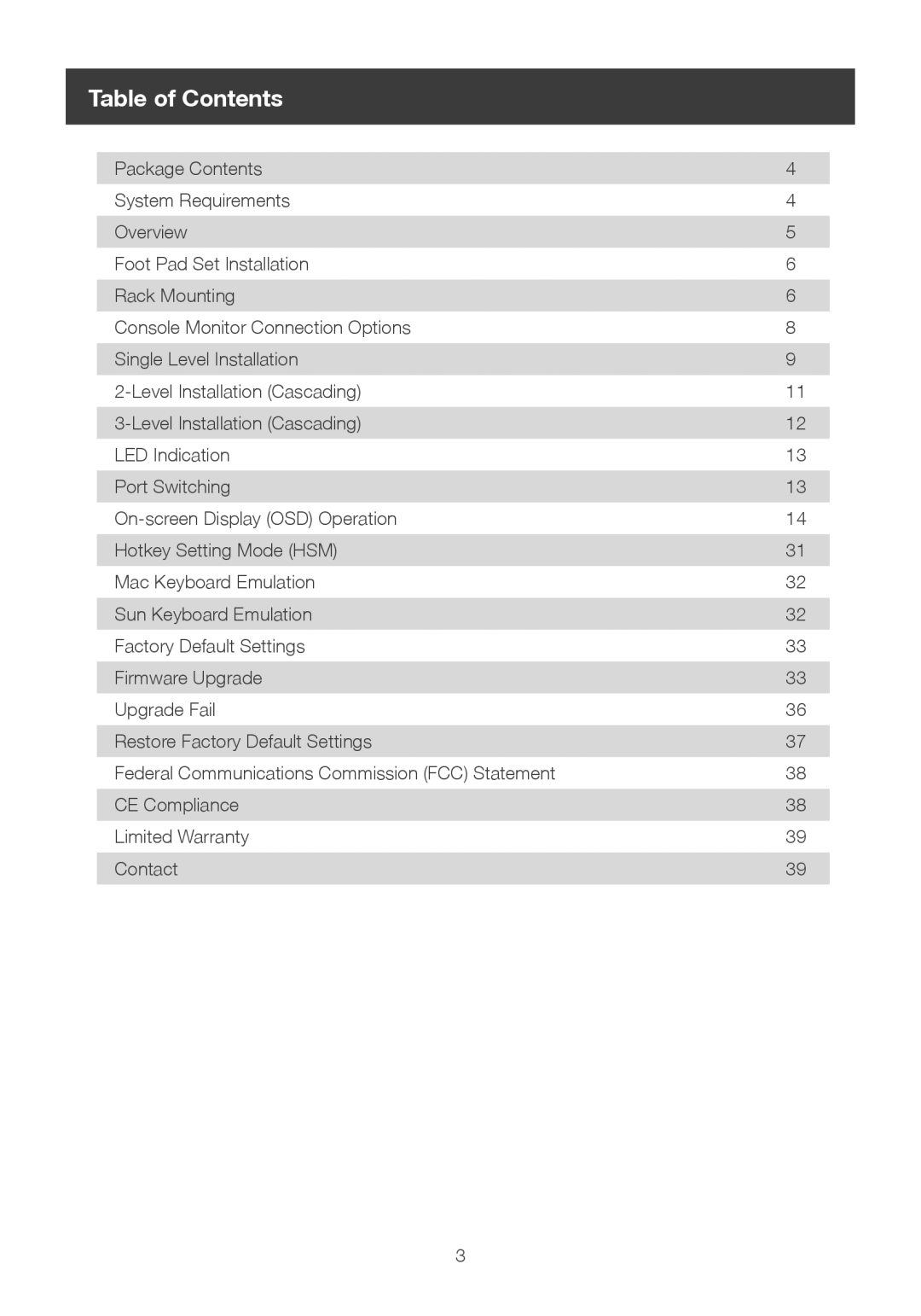 IOGear GCS1108 user manual Table of Contents 