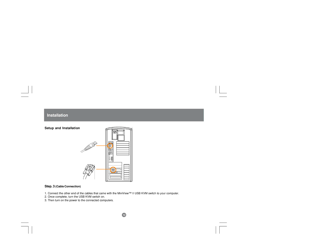 IOGear GCS124U installation manual Step Cable Connection 