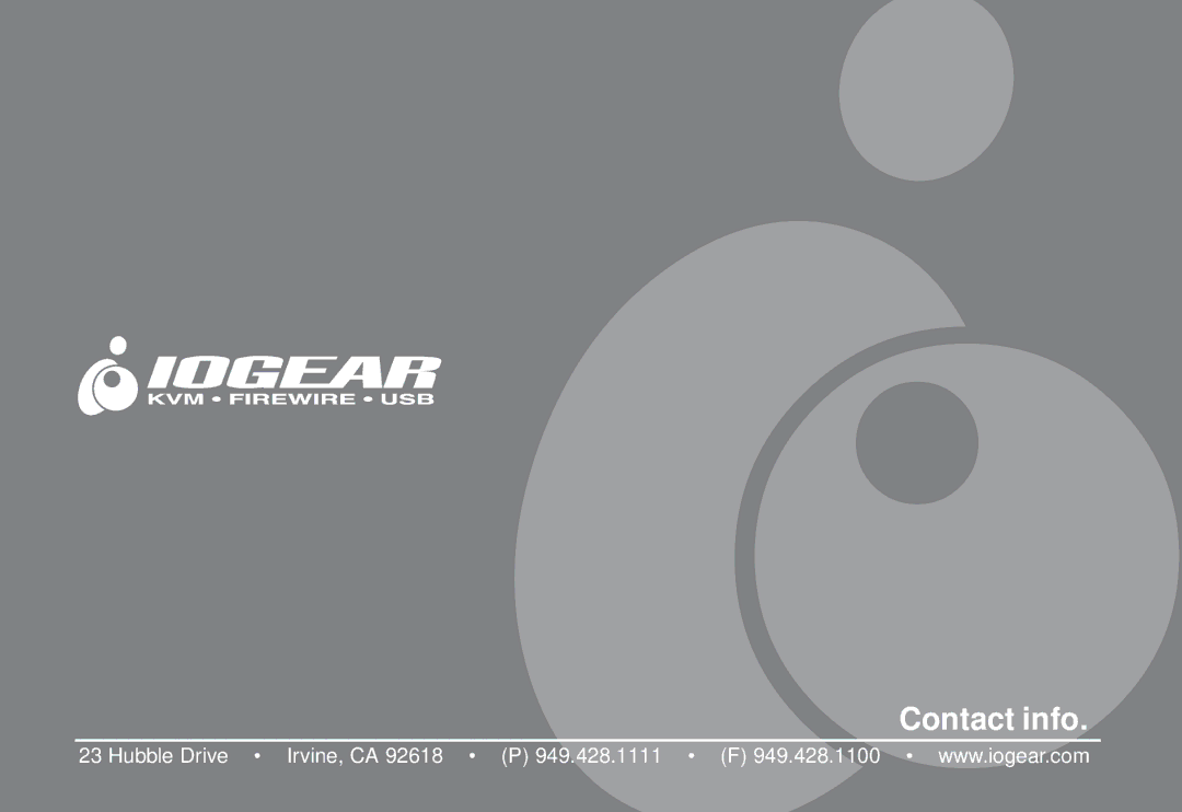 IOGear GCS138 installation manual Contact info 