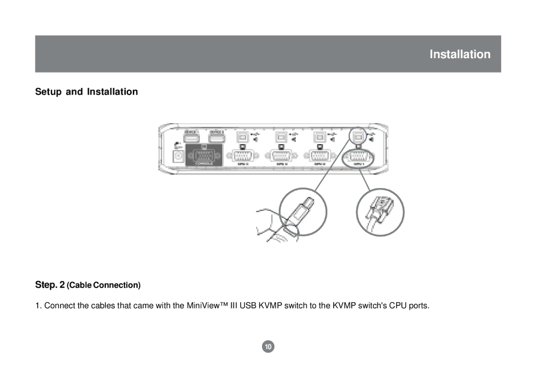 IOGear GCS1712 user manual Step Cable Connection 