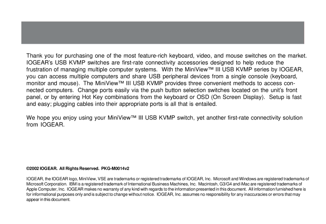 IOGear GCS1712 user manual IOGEAR. All Rights Reserved. PKG-M0014v2 