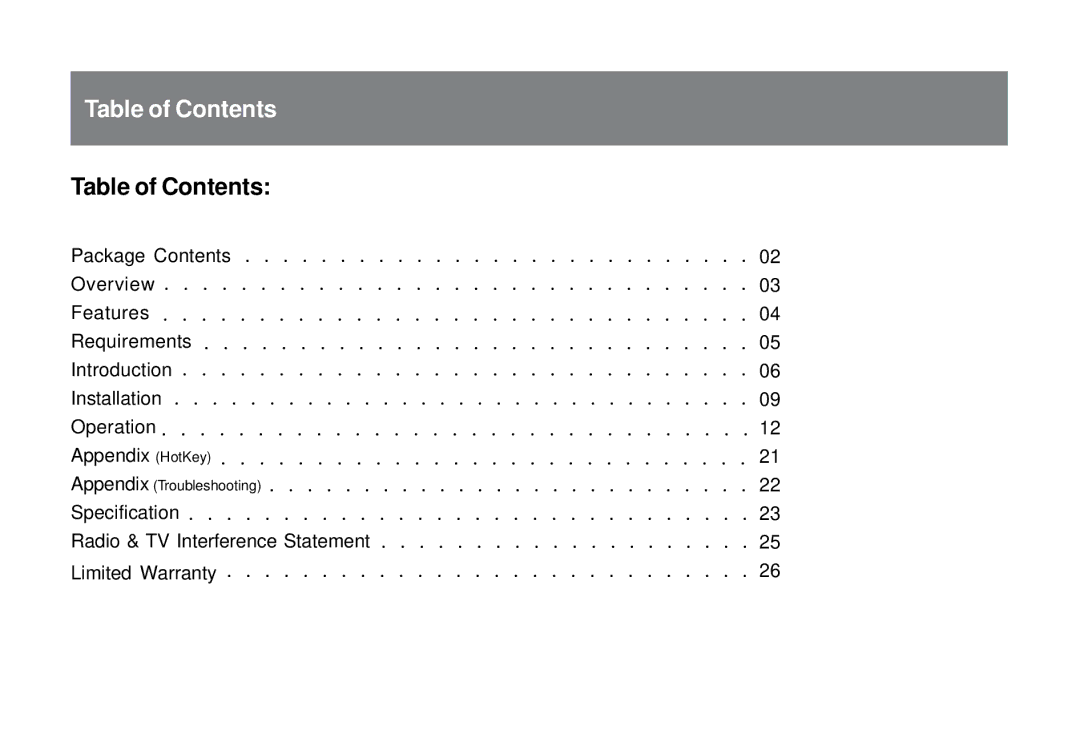 IOGear GCS1712 user manual Table of Contents 