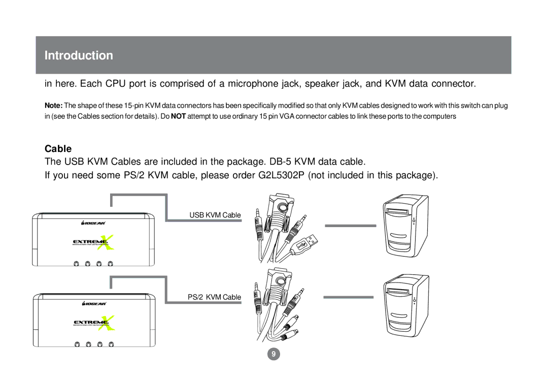 IOGear GCS1732 user manual Cable 