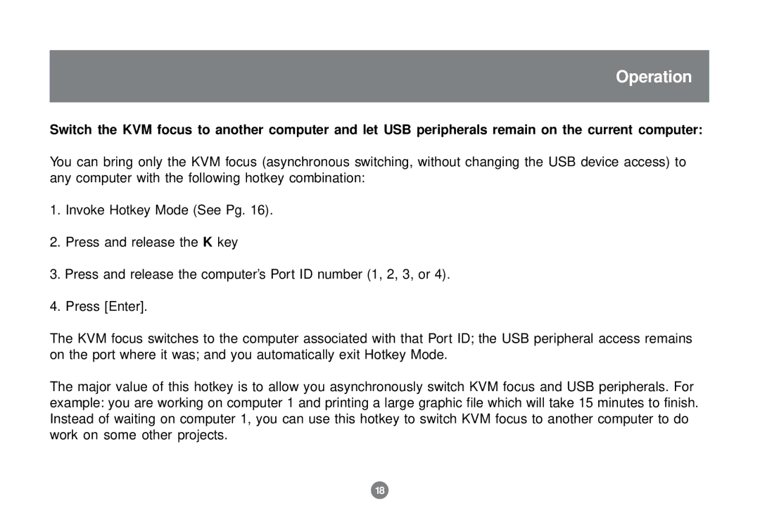 IOGear GCS1732 user manual Operation 