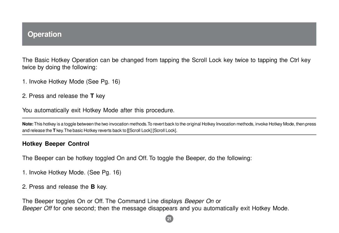 IOGear GCS1732 user manual Hotkey Beeper Control 