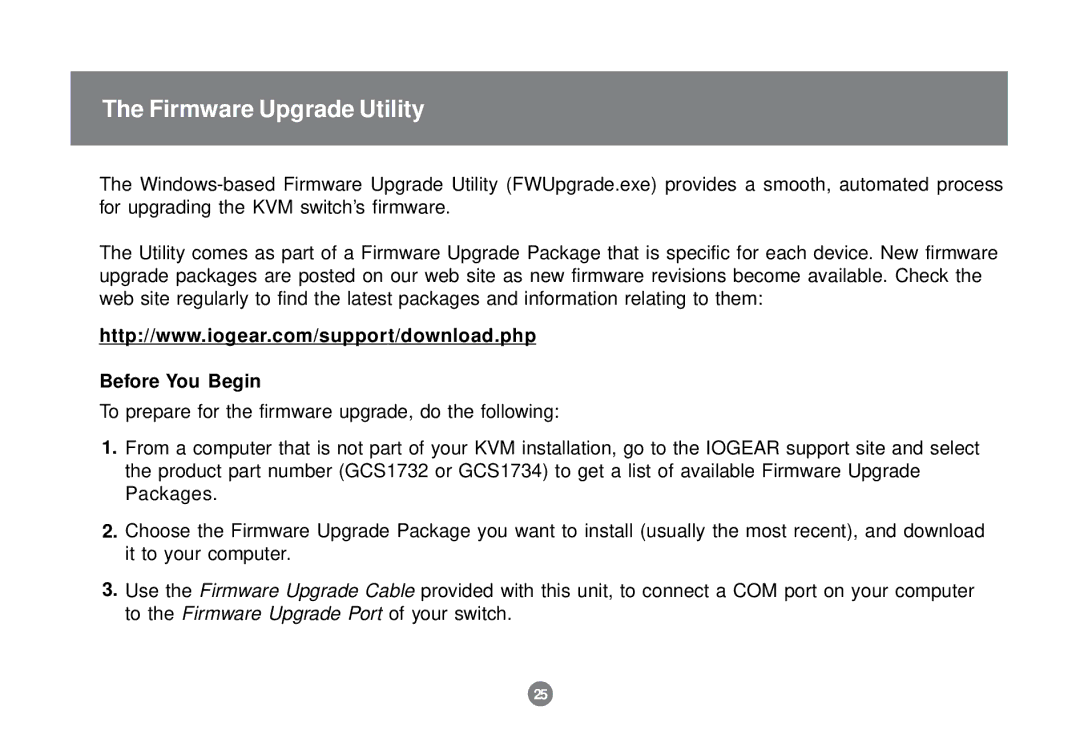 IOGear GCS1732 user manual Firmware Upgrade Utility, Before You Begin 