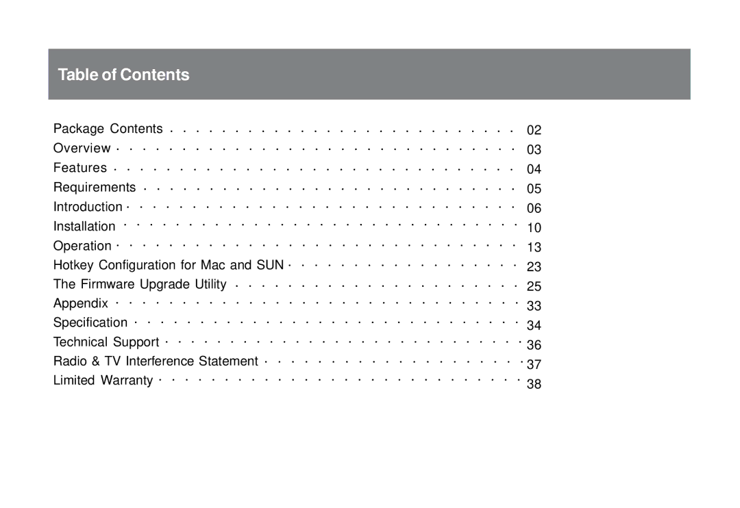 IOGear GCS1732 user manual Table of Contents 