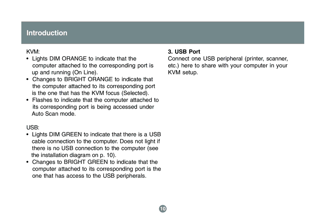 IOGear GCS1742 user manual Kvm, USB Port 