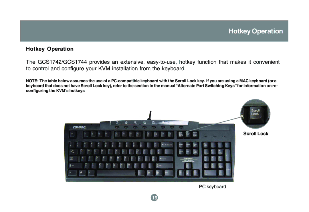 IOGear GCS1742 user manual Hotkey Operation 