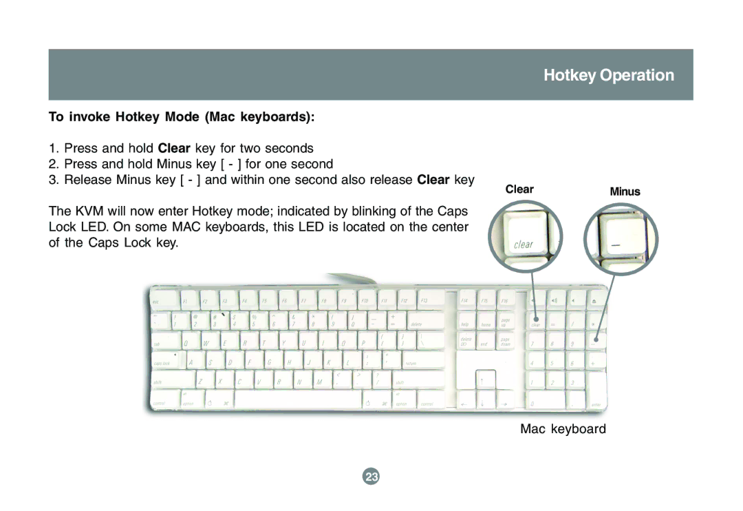 IOGear GCS1742 user manual To invoke Hotkey Mode Mac keyboards 