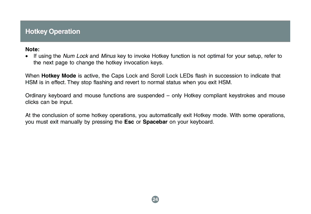 IOGear GCS1742 user manual Hotkey Operation 