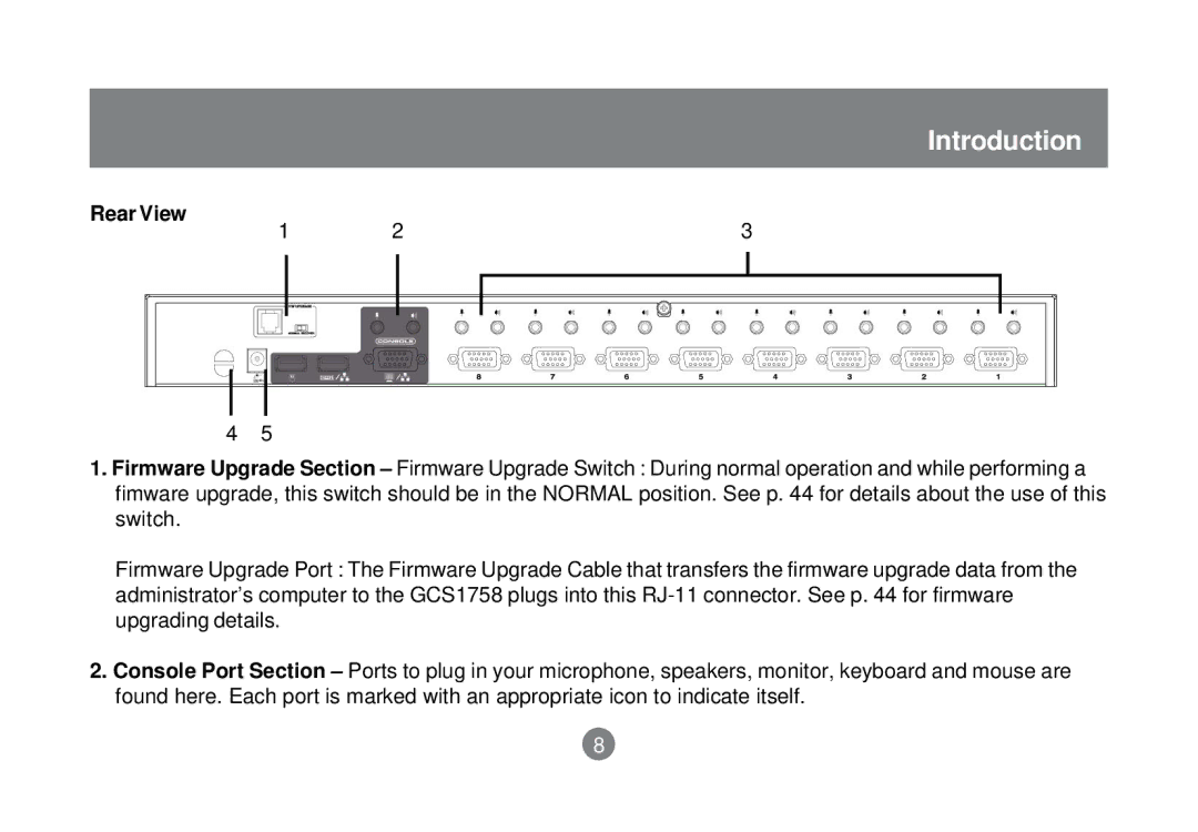 IOGear GCS1758 user manual Rear View 