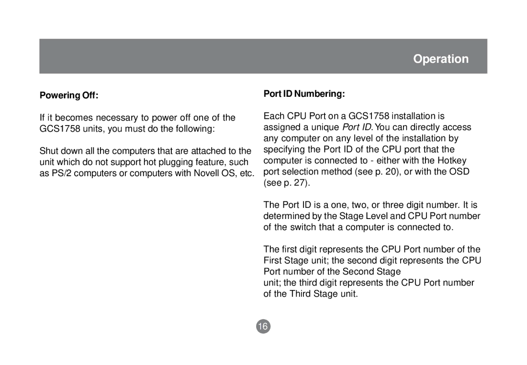 IOGear GCS1758 user manual Powering Off 