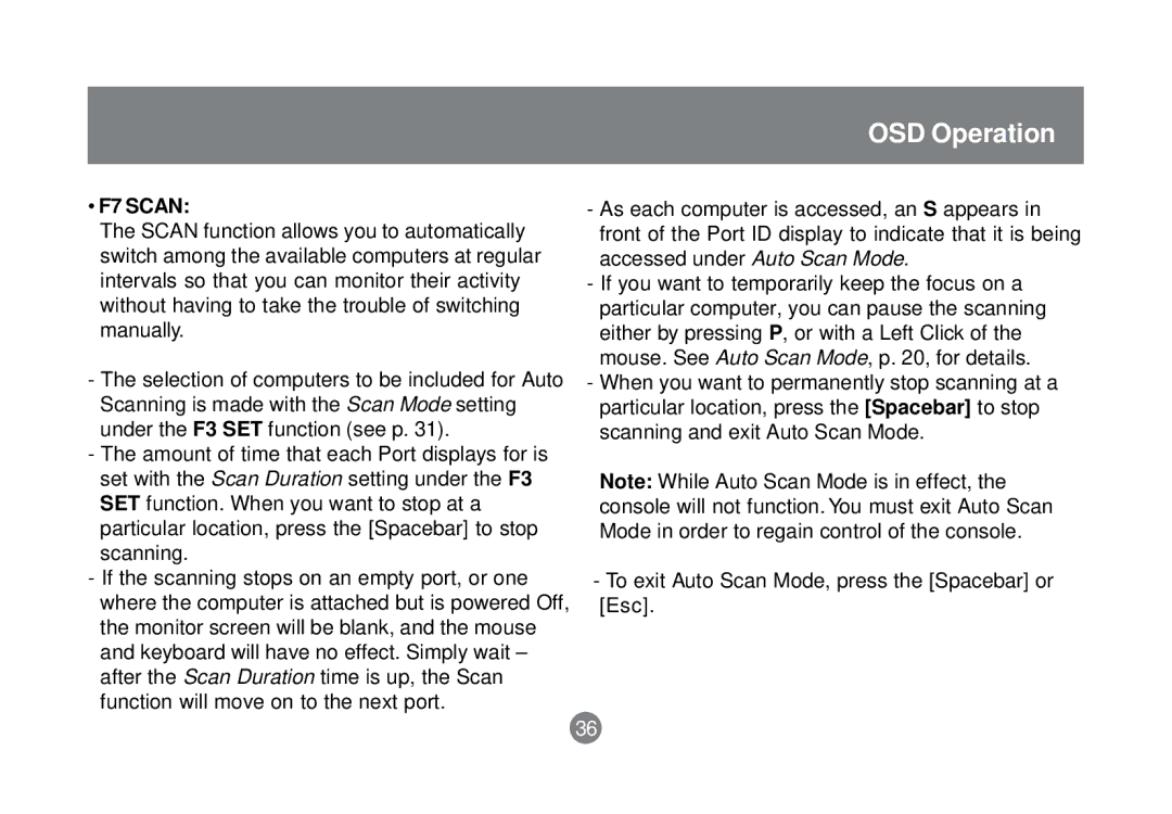 IOGear GCS1758 user manual F7 Scan 