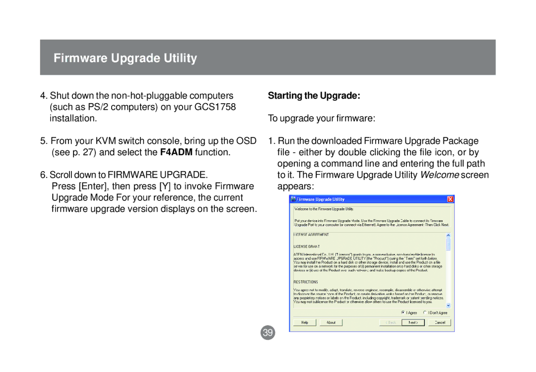 IOGear GCS1758 user manual Starting the Upgrade 