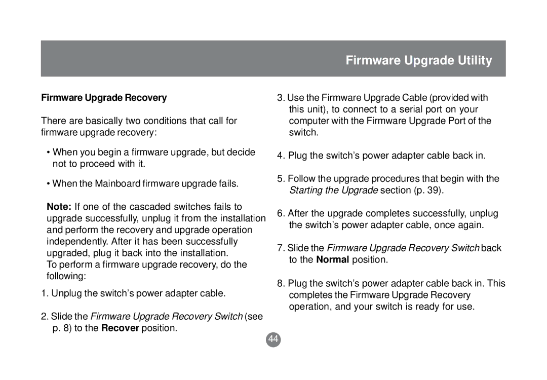 IOGear GCS1758 user manual Firmware Upgrade Recovery 