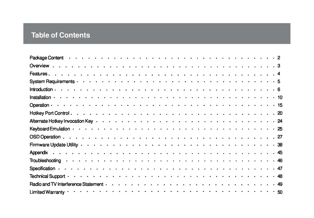 IOGear GCS1758 user manual Table of Contents 