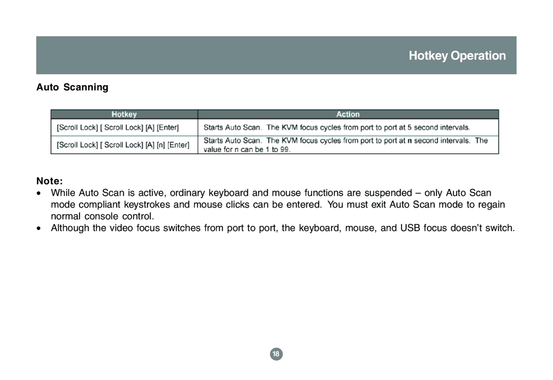 IOGear GCS1762 user manual Auto Scanning 