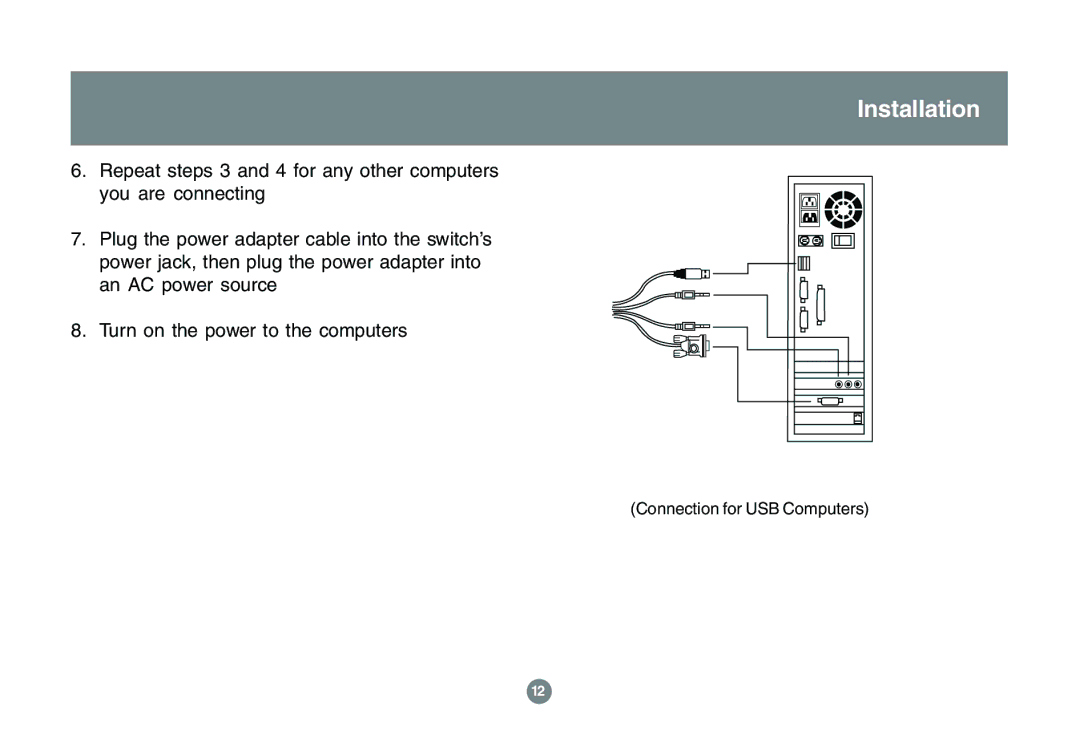 IOGear GCS1762 user manual Connection for USB Computers 