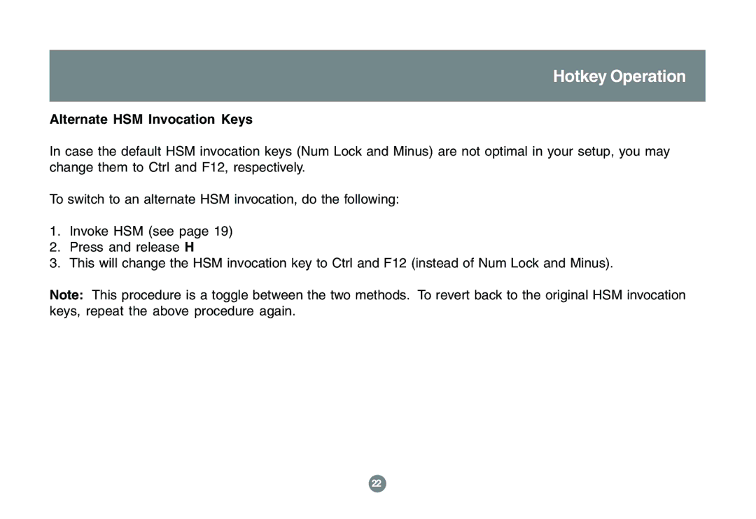 IOGear GCS1762 user manual Alternate HSM Invocation Keys 