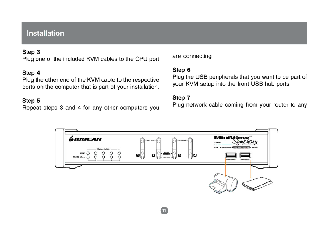 IOGear GCS1772 user manual Plug one of the included KVM cables to the CPU port 