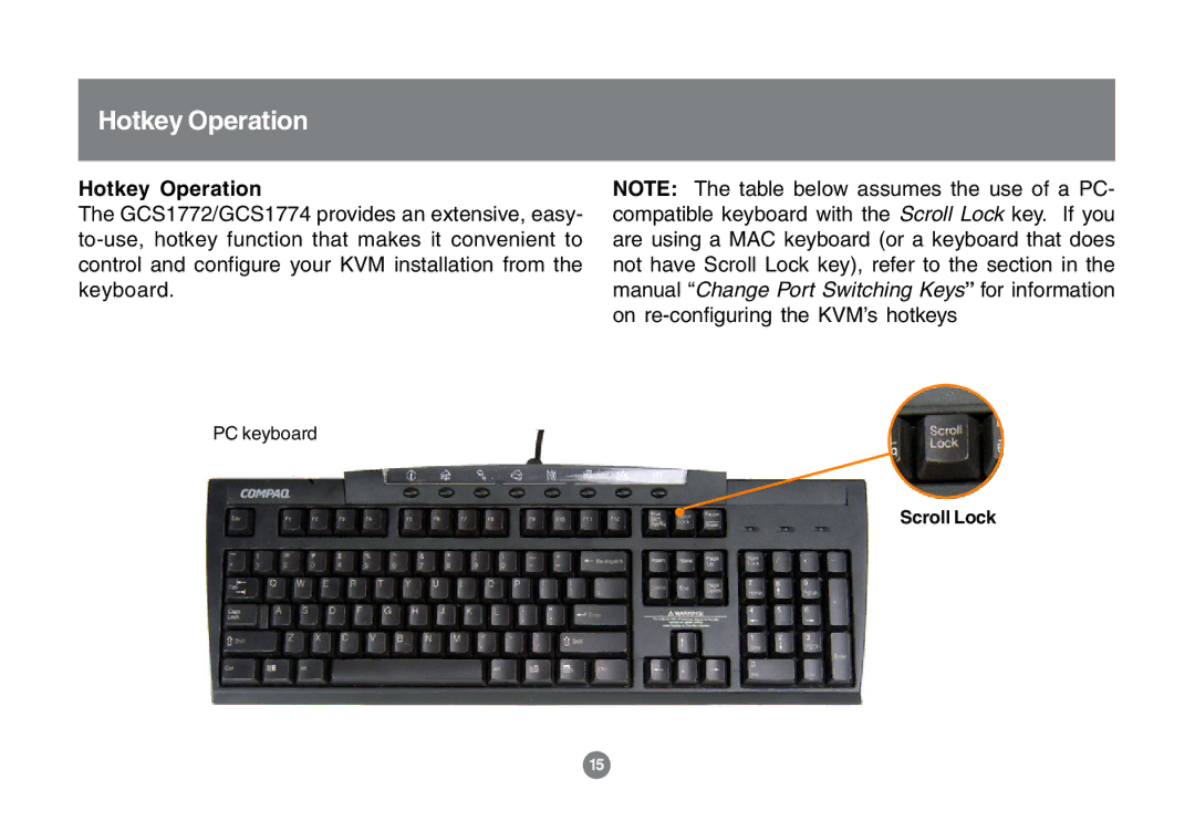 IOGear GCS1772 user manual Hotkey Operation 