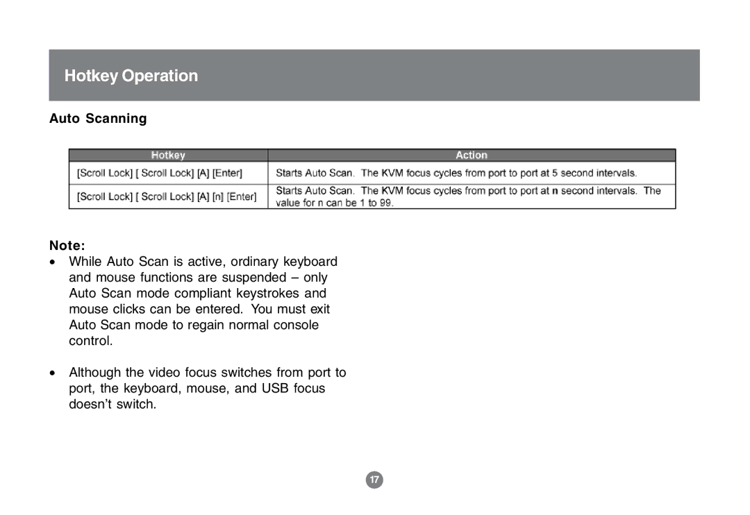 IOGear GCS1772 user manual Auto Scanning 