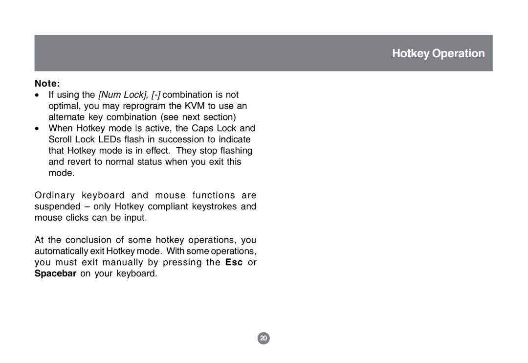 IOGear GCS1772 user manual Hotkey Operation 