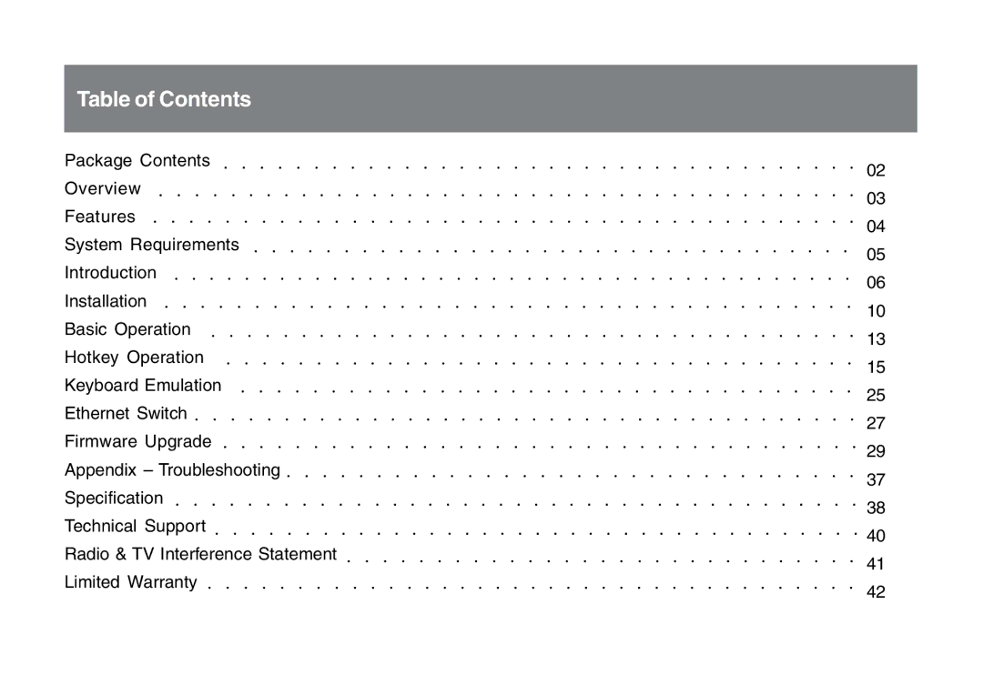 IOGear GCS1772 user manual Table of Contents 