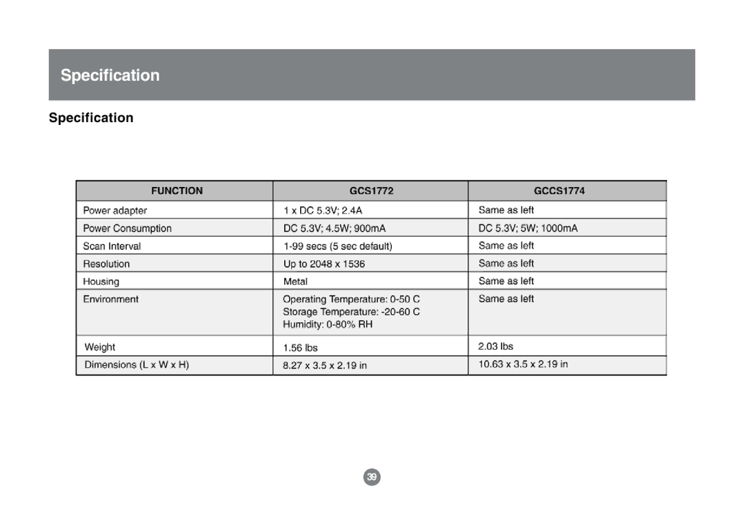 IOGear GCS1772 user manual Specification 