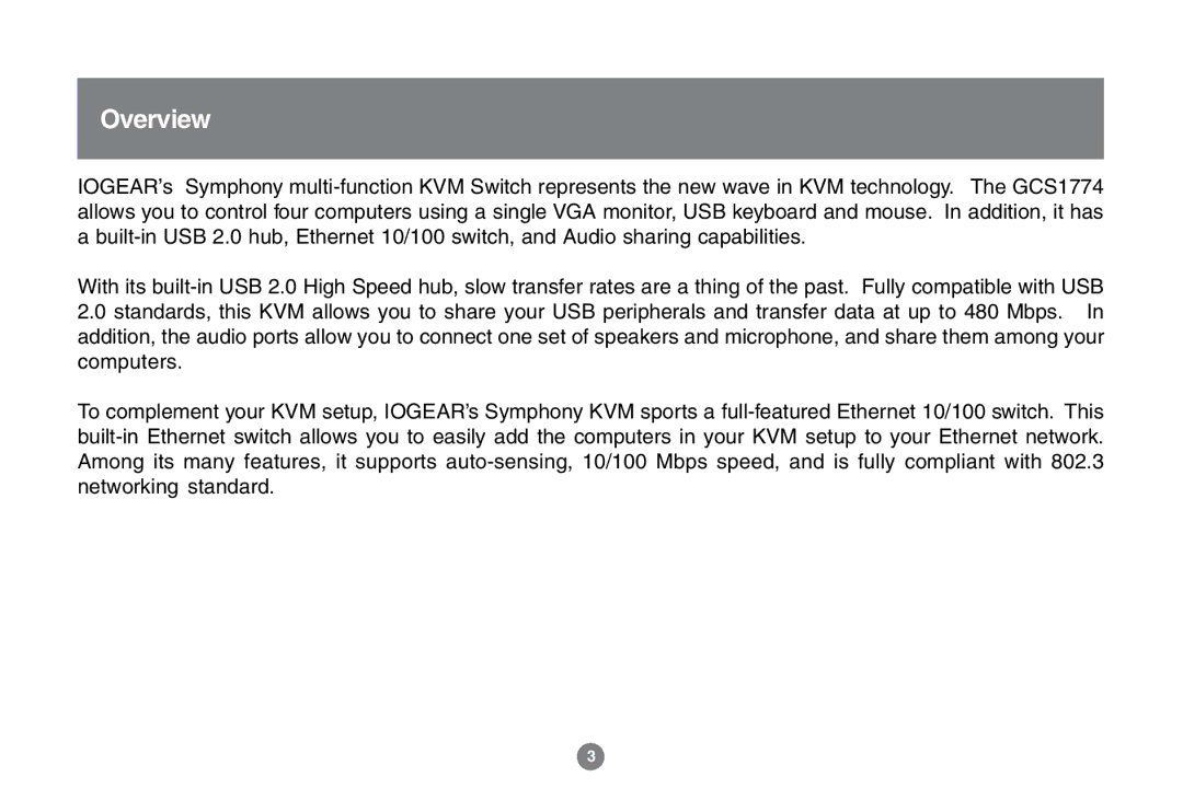 IOGear GCS1772 user manual Overview 