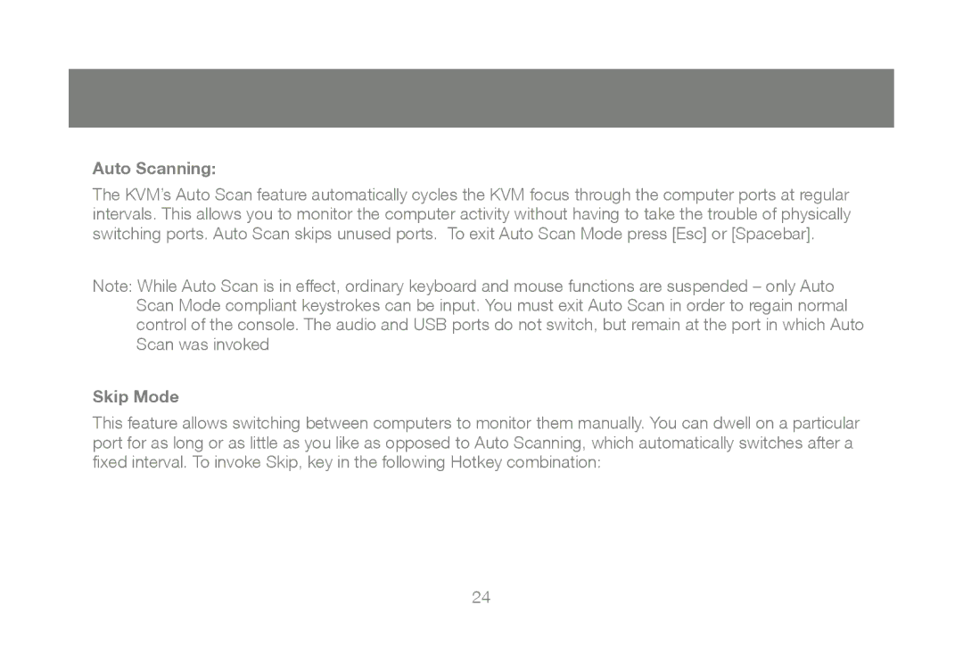 IOGear GCS1804, GCS1802 user manual Auto Scanning, Skip Mode 