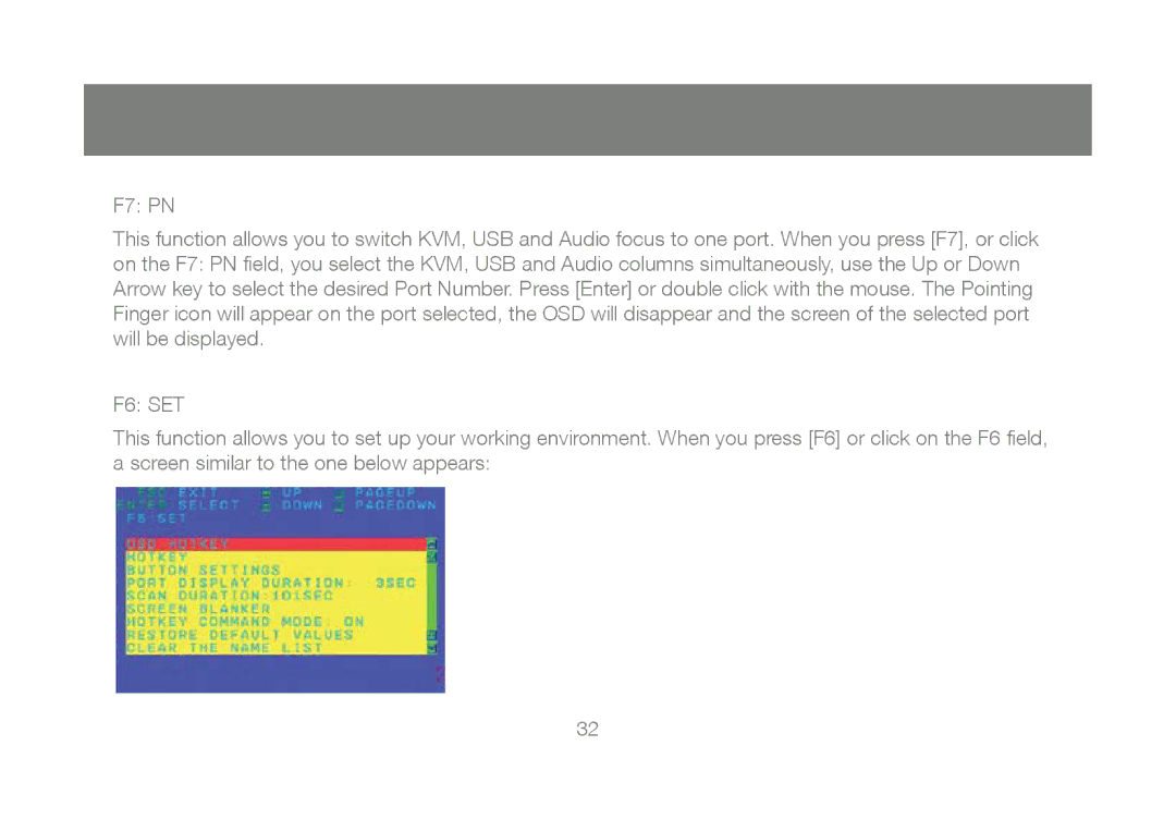 IOGear GCS1804, GCS1802 user manual F6 SET 