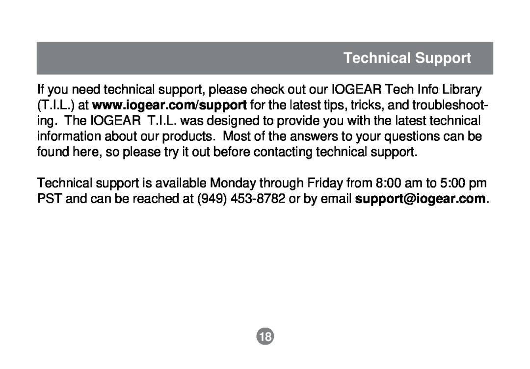 IOGear GCS52U installation manual Technical Support 