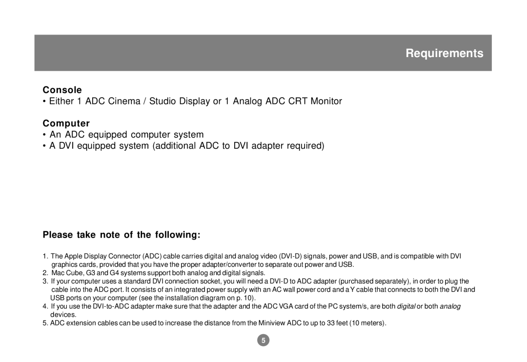 IOGear GCS602 user manual Requirements, Console, Computer, Please take note of the following 