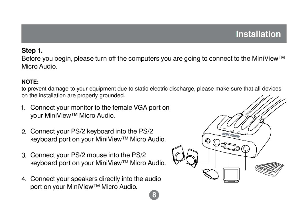 IOGear GCS614A installation manual Installation, Step 