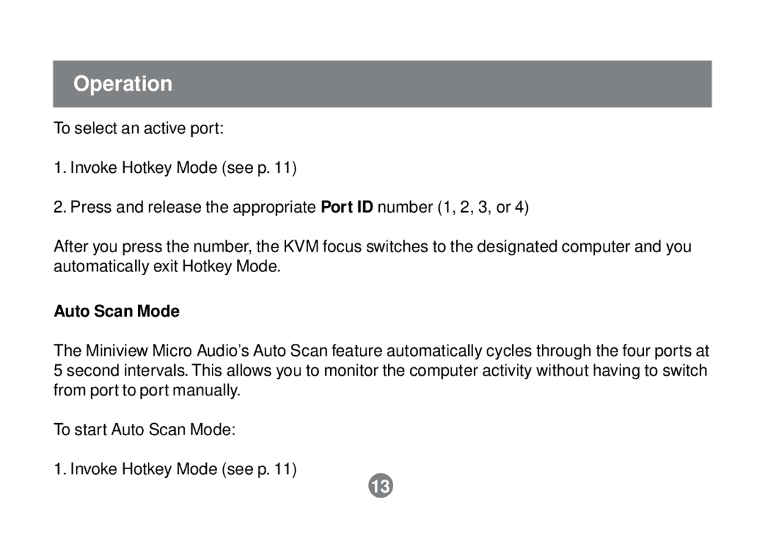 IOGear GCS614A installation manual Auto Scan Mode 