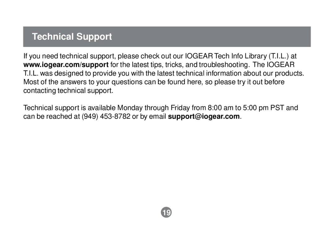 IOGear GCS614A installation manual Technical Support 