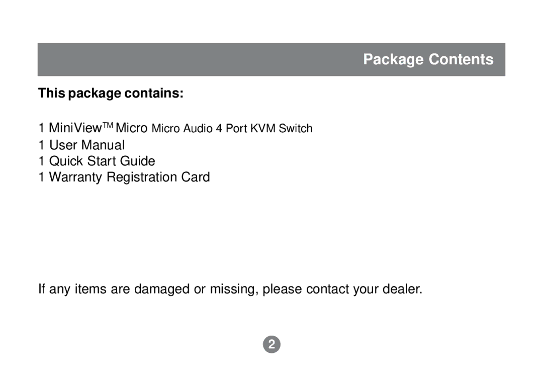 IOGear GCS614A installation manual Package Contents 