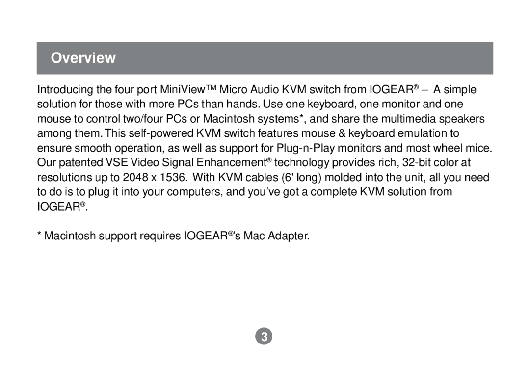 IOGear GCS614A installation manual Overview 