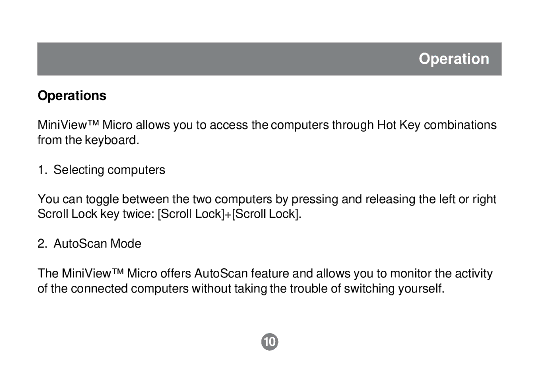 IOGear GCS62 installation manual Operations 