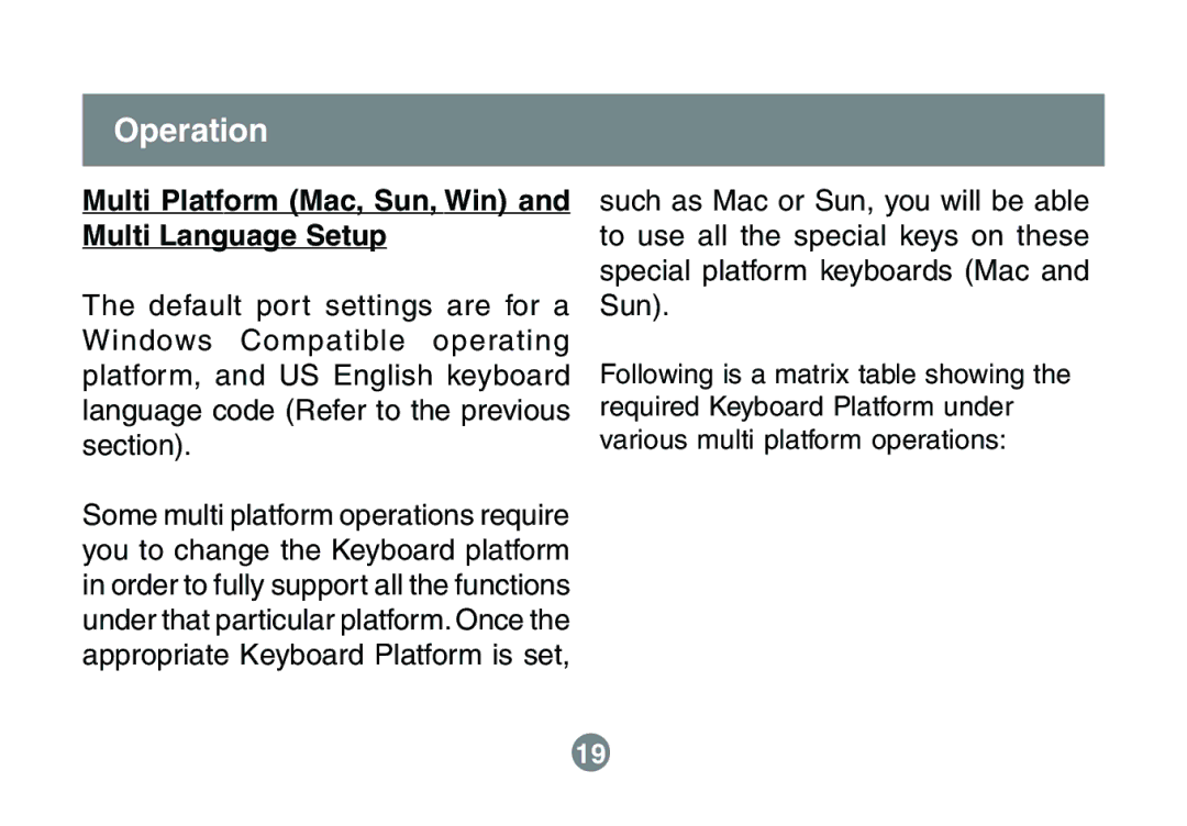 IOGear GCS632U installation manual Multi Platform Mac, Sun, Win and Multi Language Setup 