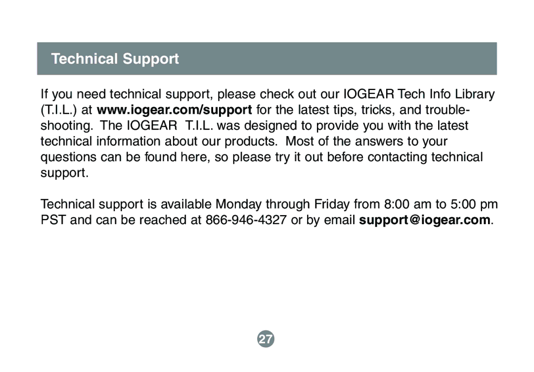 IOGear GCS632U installation manual Technical Support 