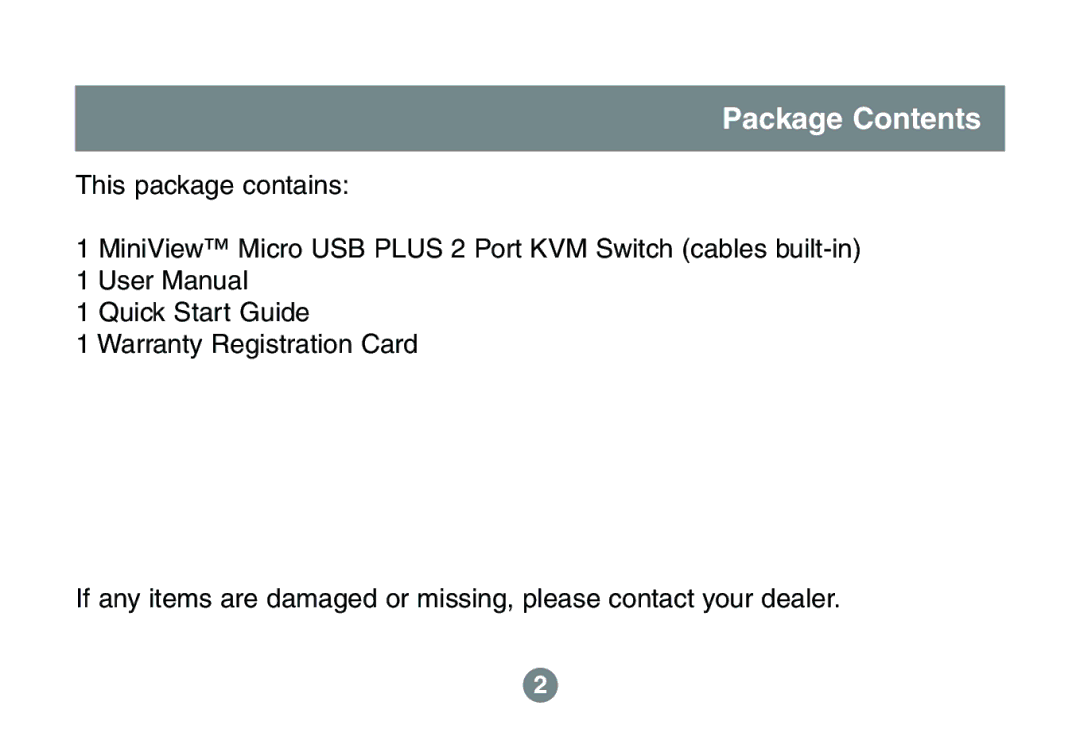 IOGear GCS632U installation manual Package Contents 