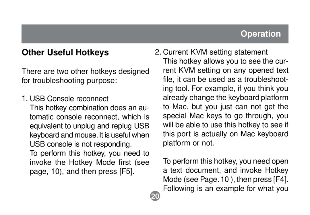 IOGear GCS632U installation manual Other Useful Hotkeys 