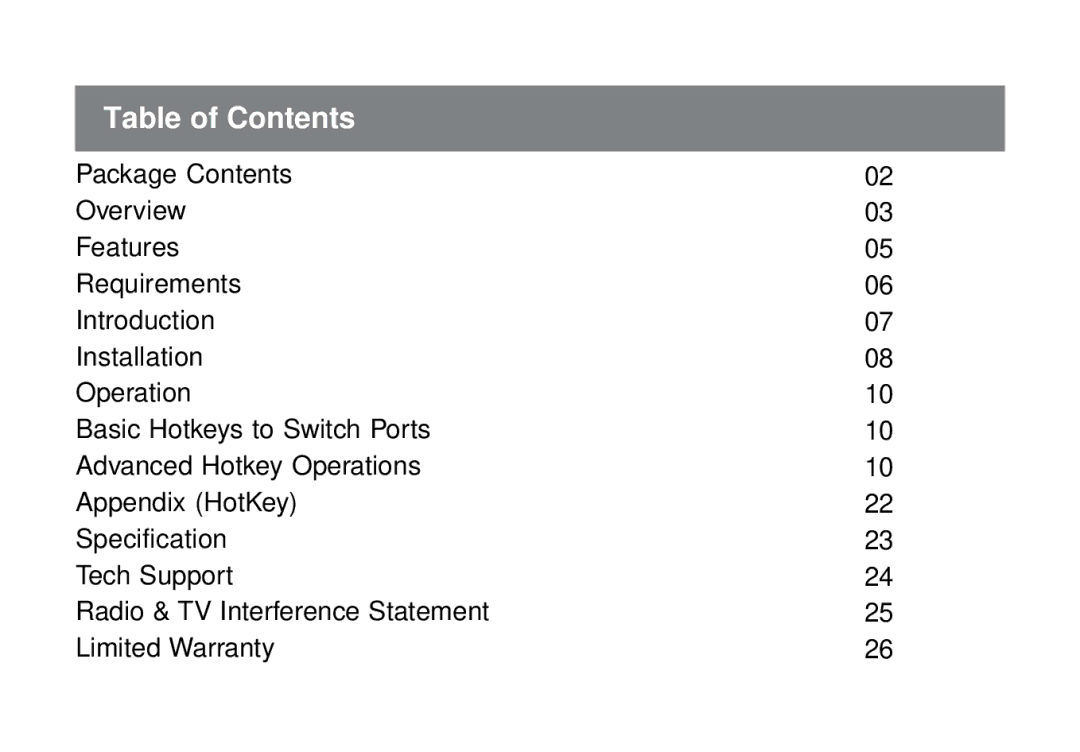 IOGear GCS632U installation manual Table of Contents 