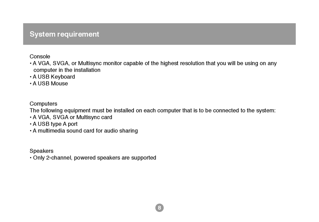 IOGear GCS634U user manual System requirement 